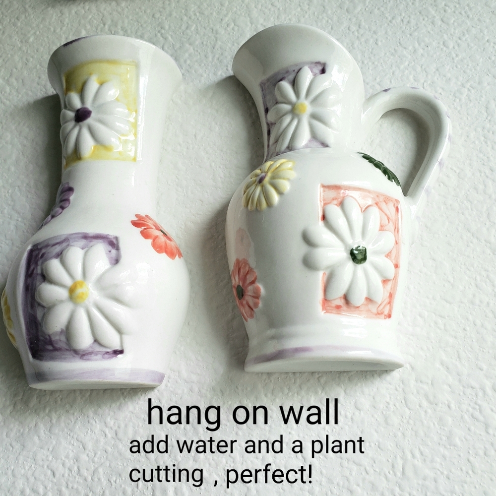 Vintage Pair Of Wall Vases